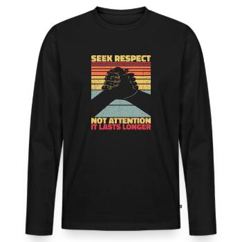 Loyauté, respect, amitié - motivation - T-shirt manches longues Premium bio Homme - noir - Devant - Nico (187cm)