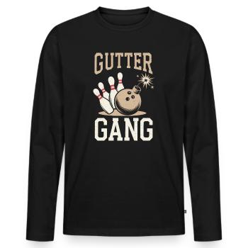 Gutter Gang Bowler Bowling - Men's Premium Organic Long Sleeve Shirt - black - Front - Nico (187cm)