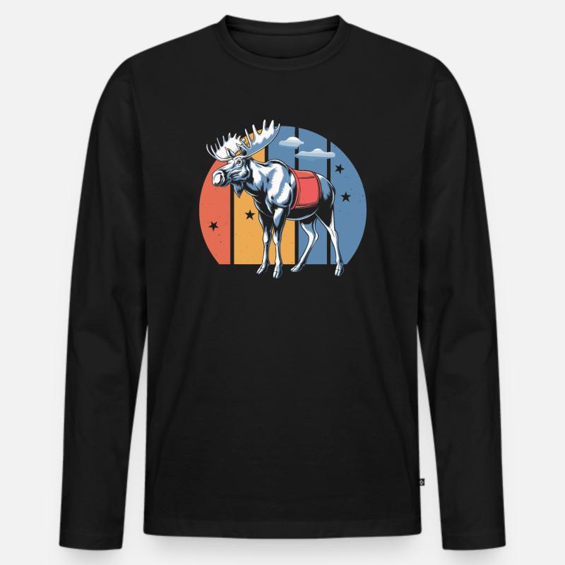 Elch - Männer Premium Bio Langarmshirt - Schwarz