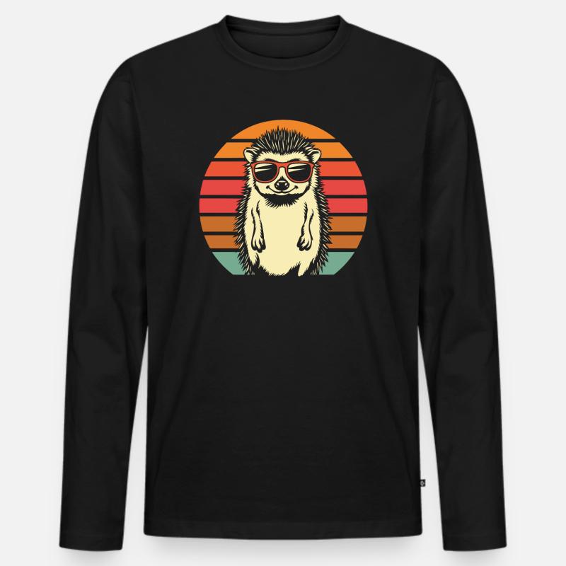 Igel - Männer Premium Bio Langarmshirt - Schwarz