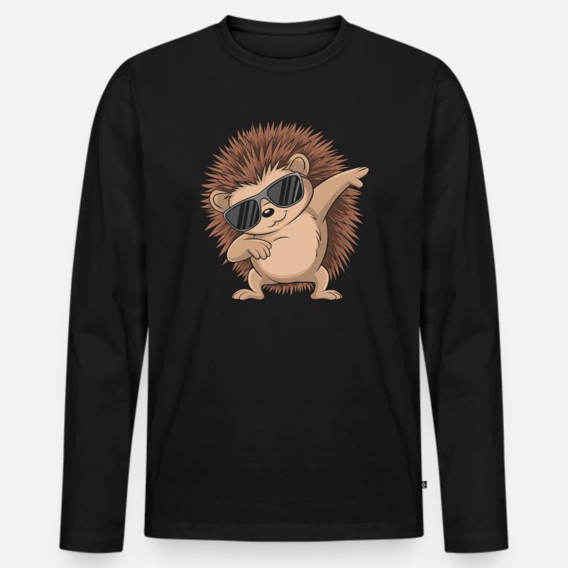 Igel - Männer Premium Bio Langarmshirt - Schwarz