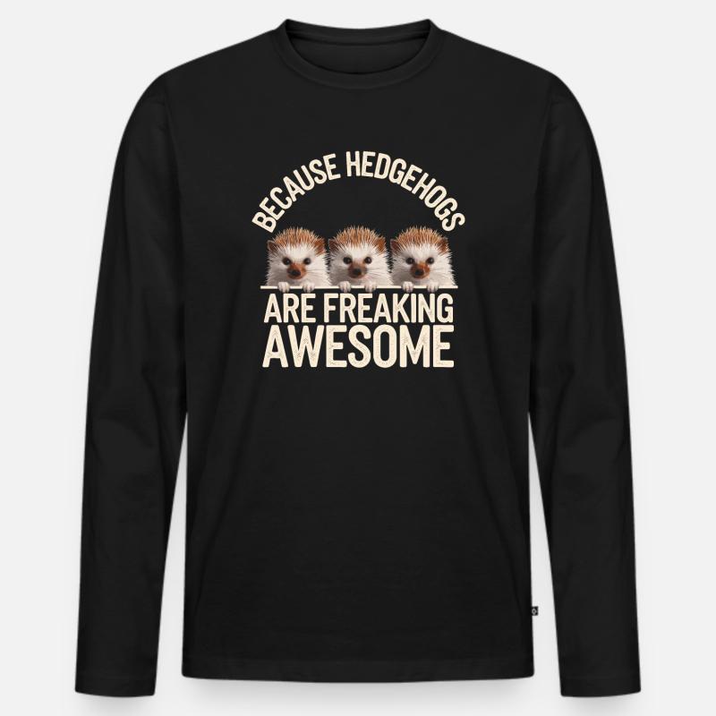 Igel - Männer Premium Bio Langarmshirt - Schwarz
