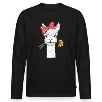 Alapaka sucré à la fleur - T-shirt manches longues Premium bio Homme - noir - Devant - Nico (187cm)