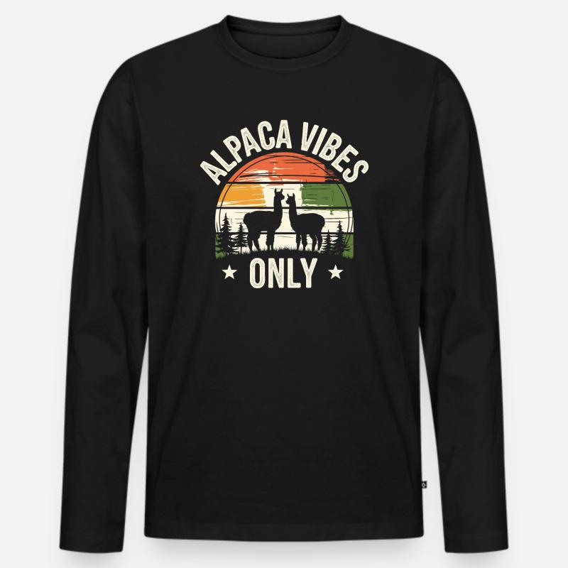 Alpaca Tier - Männer Premium Bio Langarmshirt - Schwarz