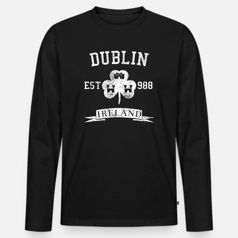 Dublin - Männer Premium Bio Langarmshirt - Schwarz