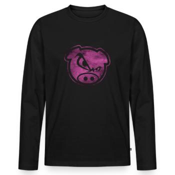 Badass Pig Bad pig in pink gift - Men's Premium Organic Long Sleeve Shirt - black - Front - Nico (187cm)