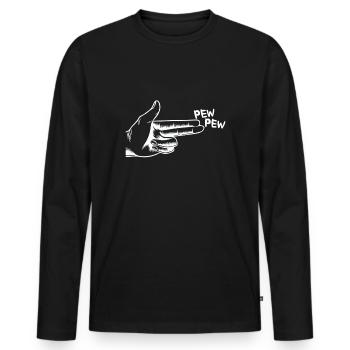 Comic Hand Pew Pew schießt Waffe - Männer Premium Bio Langarmshirt - Schwarz - Vorne - Nico (187cm)
