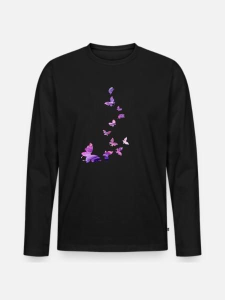 Butterfly swarm harmony pink - Men's Premium Organic Long Sleeve Shirt - black
