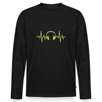Headphone Lifelife Headphone Heartbeat Music - Men's Premium Organic Long Sleeve Shirt - black - Front - Nico (187cm)