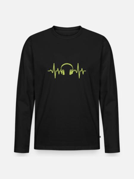 Headphone Lifelife Headphone Heartbeat Music - Men's Premium Organic Long Sleeve Shirt - black