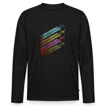 Airplanes airplanes with contrails - Men's Premium Organic Long Sleeve Shirt - black - Front - Nico (187cm)