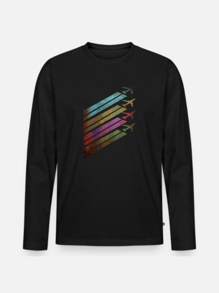 Airplanes airplanes with contrails - Men's Premium Organic Long Sleeve Shirt - black