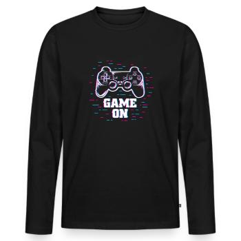 Game on mit Controller bunt - Männer Premium Bio Langarmshirt - Schwarz - Vorne - Nico (187cm)