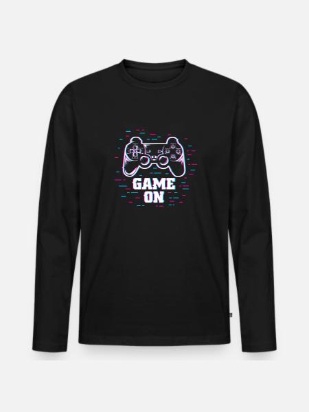 Game on mit Controller bunt - Männer Premium Bio Langarmshirt - Schwarz