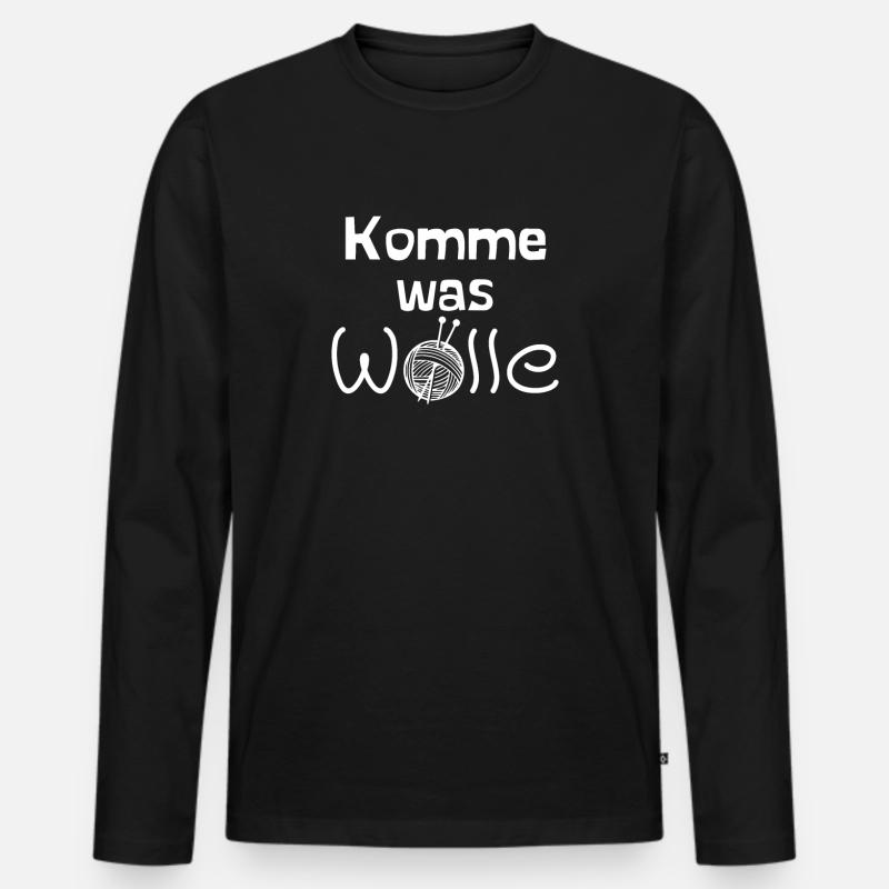 Komme was Wolle - Männer Premium Bio Langarmshirt - Schwarz