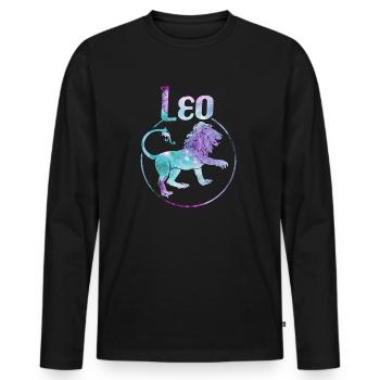 Sternzeichen Löwe Leo - Männer Premium Bio Langarmshirt - Schwarz - Vorne - Nico (187cm)
