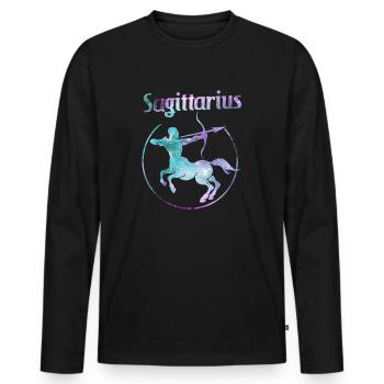 Zodiac Sagittarius Sagittarius - Men's Premium Organic Long Sleeve Shirt - black - Front - Nico (187cm)
