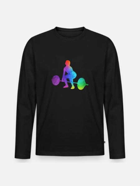 Girl weightlifter weightlifting women - Men's Premium Organic Long Sleeve Shirt - black