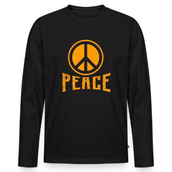 Signes de paix en orange - T-shirt manches longues Premium bio Homme - noir - Devant - Nico (187cm)