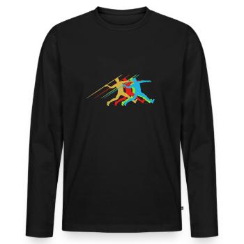 Lancer du javelot d'athlétisme - T-shirt manches longues Premium bio Homme - noir - Devant - Nico (187cm)