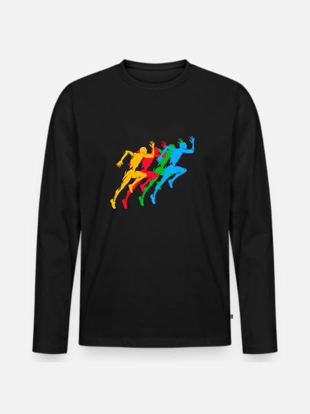 Leichtathletik Sommerspiele Bunt - Männer Premium Bio Langarmshirt - Schwarz