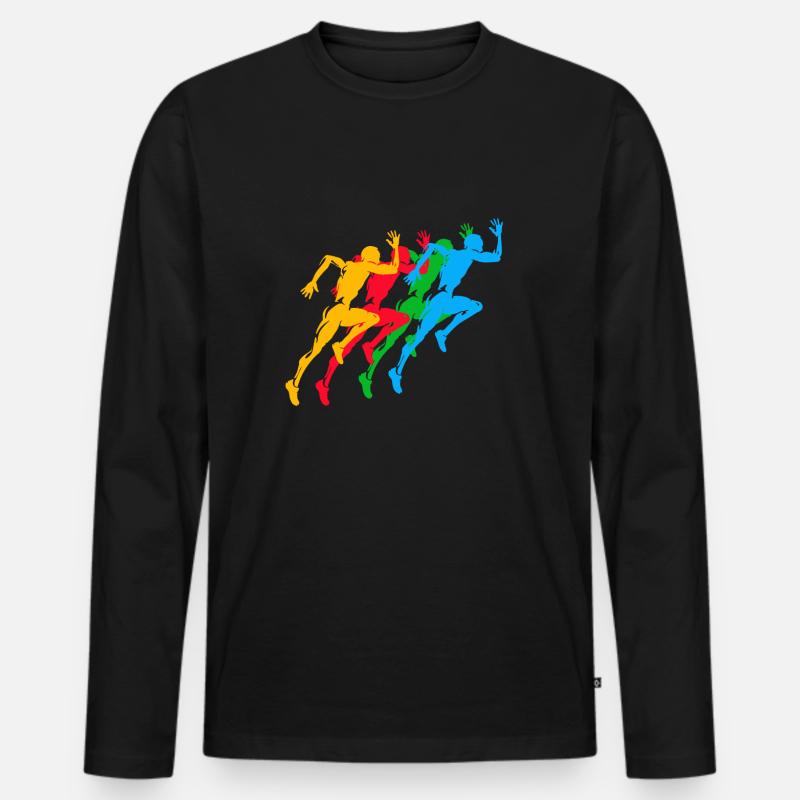 Leichtathletik Sommerspiele Bunt - Männer Premium Bio Langarmshirt - Schwarz