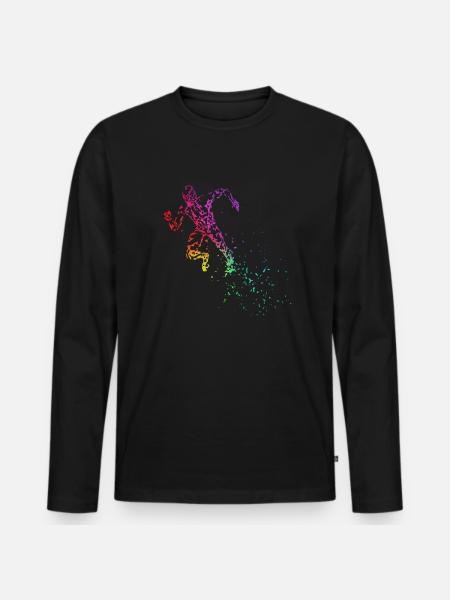 Leichtathletik Start Sprint Sprinter - Männer Premium Bio Langarmshirt - Schwarz