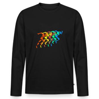 Leichtathletik Läufer Bunt Sprinter - Männer Premium Bio Langarmshirt - Schwarz - Vorne - Nico (187cm)
