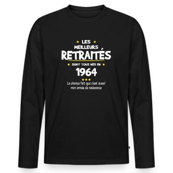 Retraite et 1964 cadeau humour retraité - T-shirt manches longues Premium bio Homme - noir - Devant - Nico (187cm)