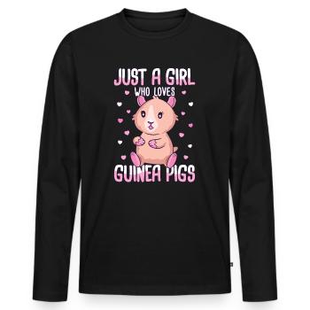Doux Cochon d’Inde Disant Motif Fille - T-shirt manches longues Premium bio Homme - noir - Devant - Nico (187cm)
