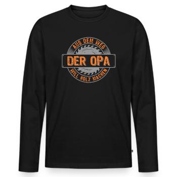 Holzfäller Opa will Holz machen Rentner - Männer Premium Bio Langarmshirt - Schwarz - Vorne - Nico (187cm)
