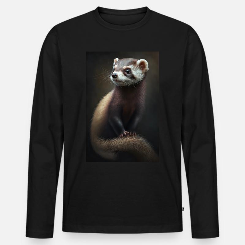 Frettchen Süß - Männer Premium Bio Langarmshirt - Schwarz