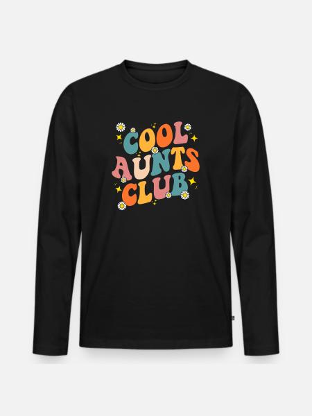 Groovy Retro Hippie 60s 70s Back Print Cool Aunts - Men's Premium Organic Long Sleeve Shirt - black