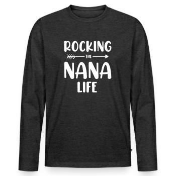 Rocken Sie das Nana-Leben Neue Oma Oma - Männer Premium Bio Langarmshirt - Anthrazit meliert - Vorne - Nico (187cm)