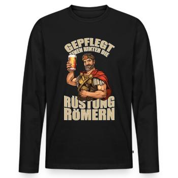 Gepflegt einen hinter die Rüstung römern JGA Party - Männer Premium Bio Langarmshirt - Schwarz - Vorne - Nico (187cm)
