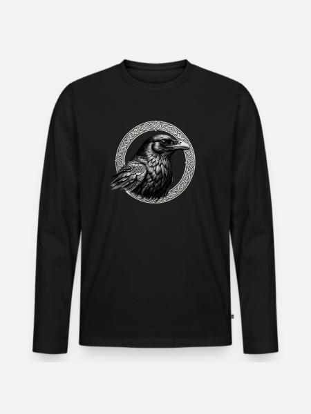 Raven with Celtic Knot 02 - Men's Premium Organic Long Sleeve Shirt - black