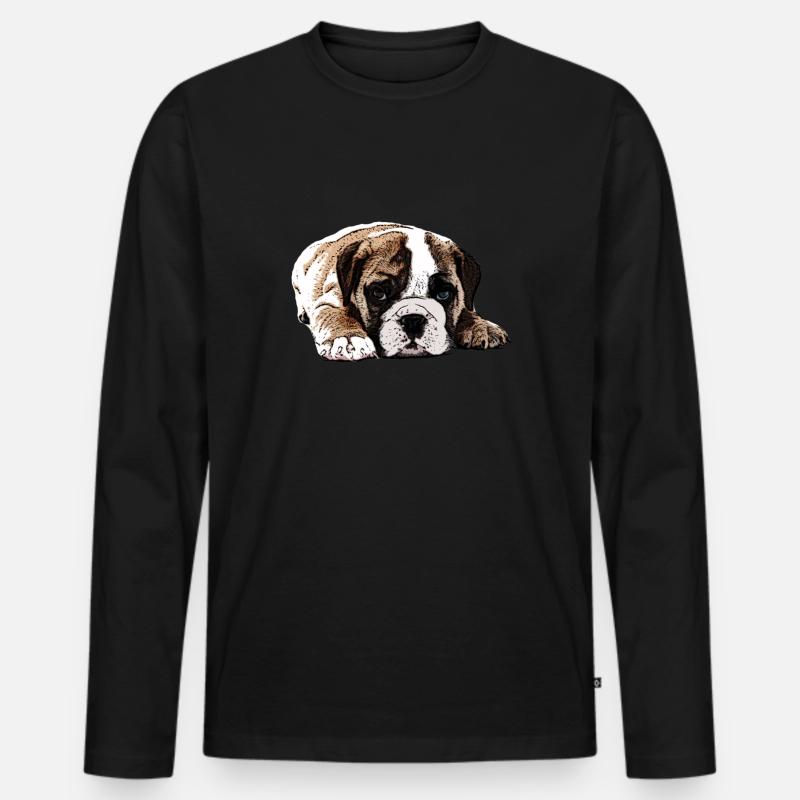 Boxer Welpe - Männer Premium Bio Langarmshirt - Schwarz
