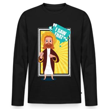 Jesus Christus Geschenk Religion - Männer Premium Bio Langarmshirt - Schwarz - Vorne - Nico (187cm)