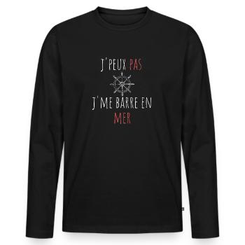j'peux pas j'me barre en mer cadeau anniversaire - T-shirt manches longues Premium bio Homme - noir - Devant - Nico (187cm)