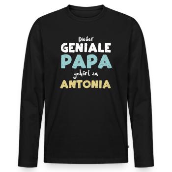 Dieser Geniale Papa Gehört Zu An... - Männer Premium Bio Langarmshirt - Schwarz - Vorne - Nico (187cm)