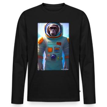 Monkey Animal Astronaut Space Travel Universe 7 - Men's Premium Organic Long Sleeve Shirt - black - Front - Nico (187cm)