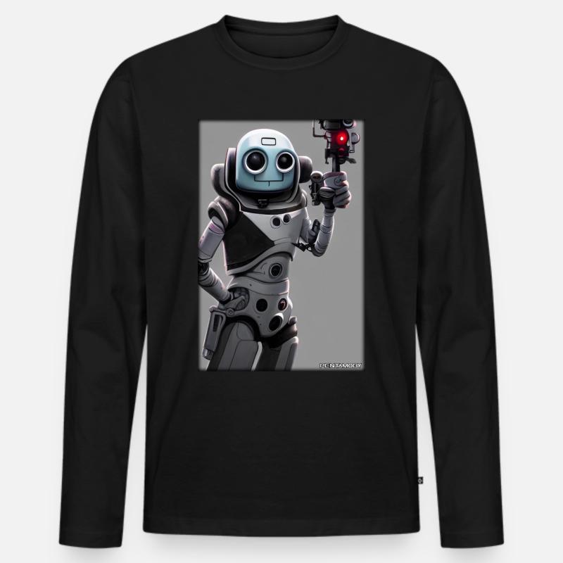 Robot Future Technology Science Android - Men's Premium Organic Long Sleeve Shirt - black