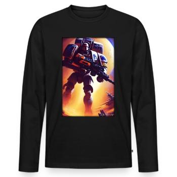 Kampfbot Robot Super Soldier Machine Warrior - Men's Premium Organic Long Sleeve Shirt - black - Front - Nico (187cm)