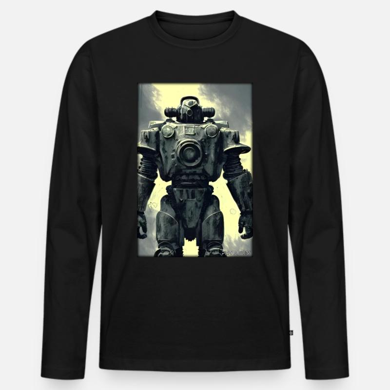 Kampfbot Roboter Supersoldat Maschine Krieger - Männer Premium Bio Langarmshirt - Schwarz