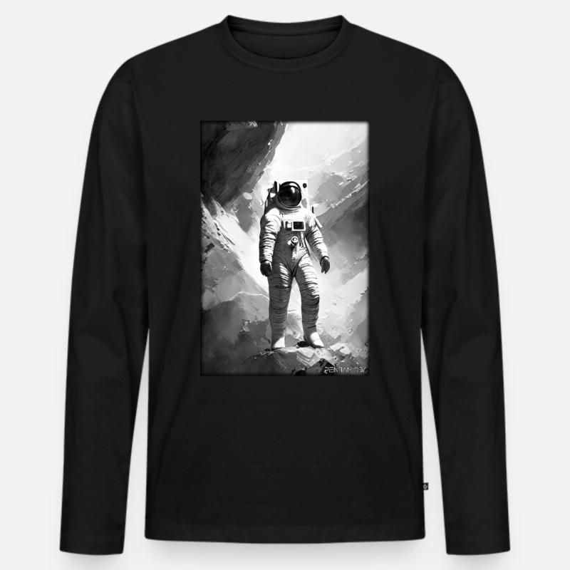Astronaut Zukunft Sci-Fi Technik - Männer Premium Bio Langarmshirt - Schwarz