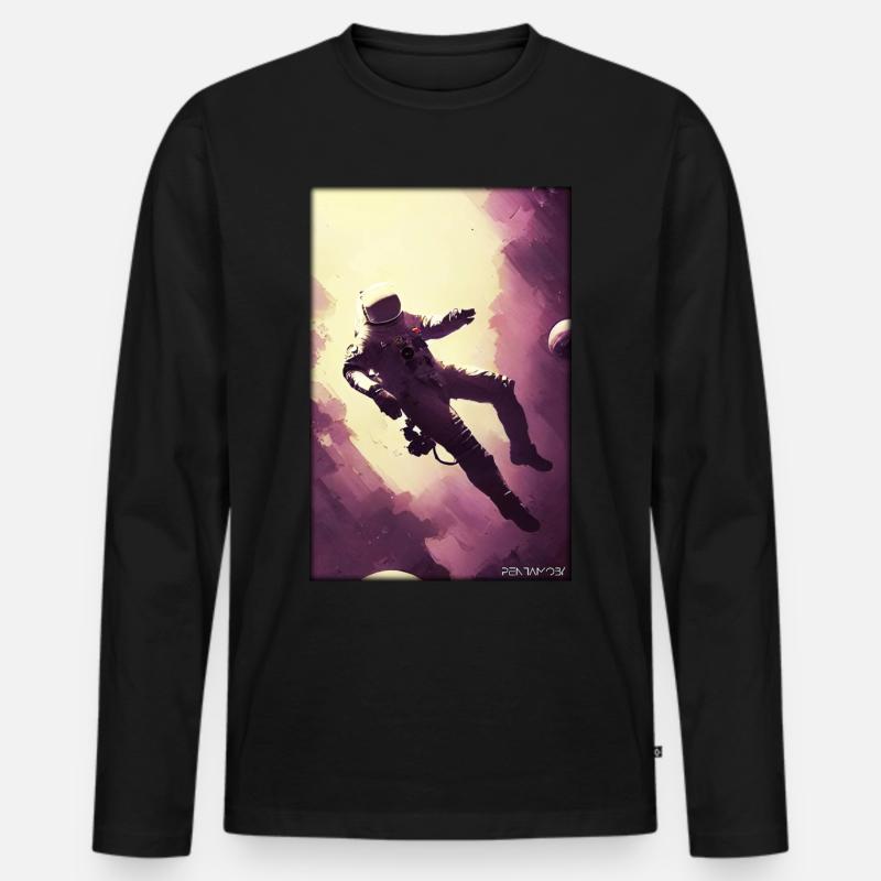 Astronaut Zukunft Sci-Fi Technik - Männer Premium Bio Langarmshirt - Schwarz