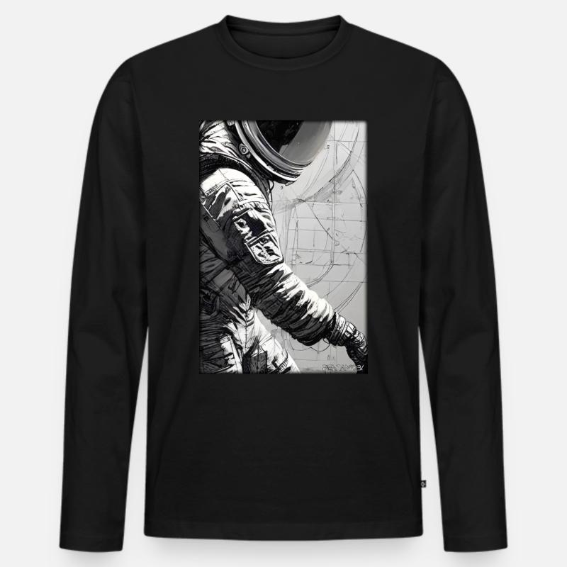 Astronaut Zukunft Sci-Fi Technik - Männer Premium Bio Langarmshirt - Schwarz