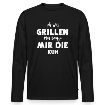Ich Will Grillen Man Bringe Mir... - Männer Premium Bio Langarmshirt - Schwarz - Vorne - Nico (187cm)