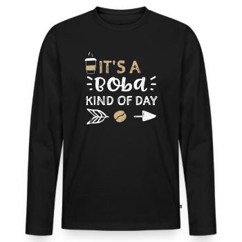 It's A Boba Kind Of Day - Coffee - Men's Premium Organic Long Sleeve Shirt - black - Front - Nico (187cm)