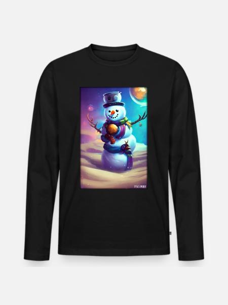 Snowman Snow Winter Christmas Advent - Men's Premium Organic Long Sleeve Shirt - black